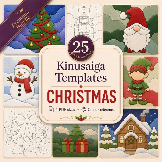 Christmas: 25 Kinusaiga templates including trees, snowmen and gnomes