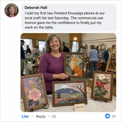 Deborah Hall's Kinusaiga review and craft-fair display