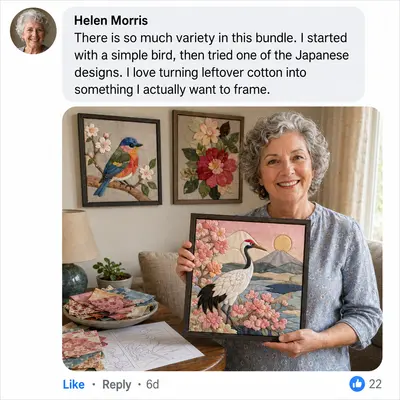 Helen Morris's Kinusaiga review and framed Japanese crane artwork